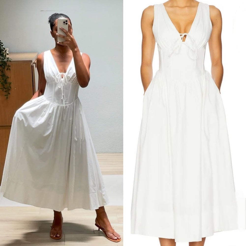 Moon River V Neck Corset Midi Dress